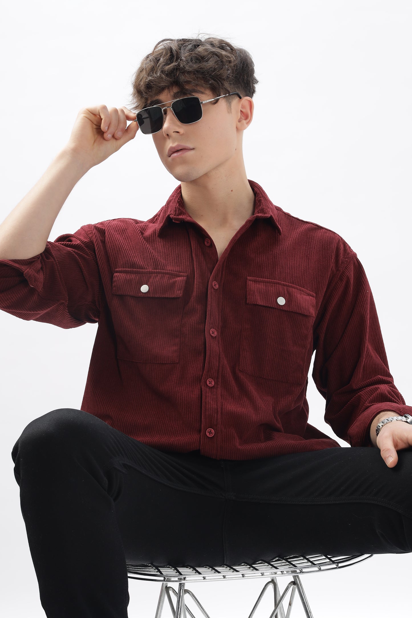 Cotrize Stylish Loose-Fit Double Pocket Shirt
