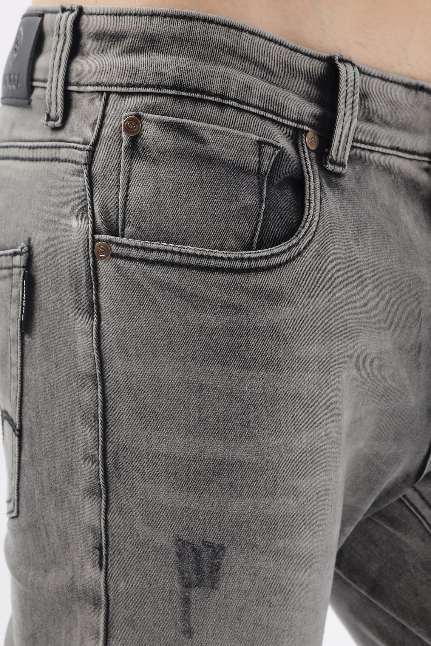 Grey Distressed Skinny Fit Jeans