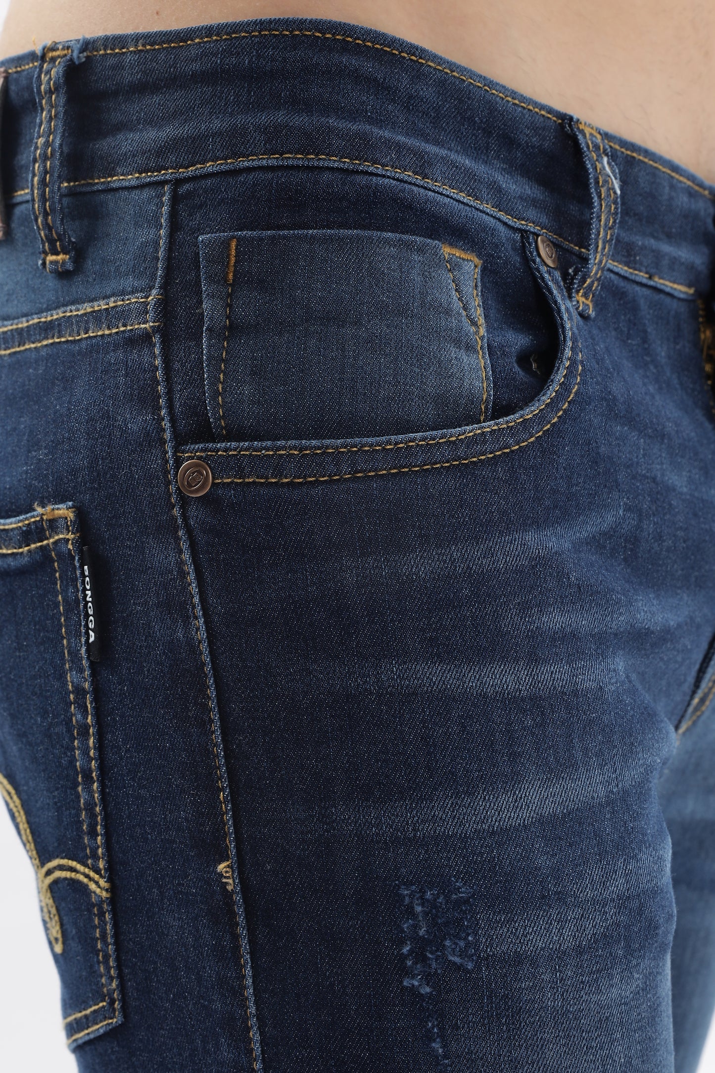Dark Blue Distressed Skinny Fit Jeans