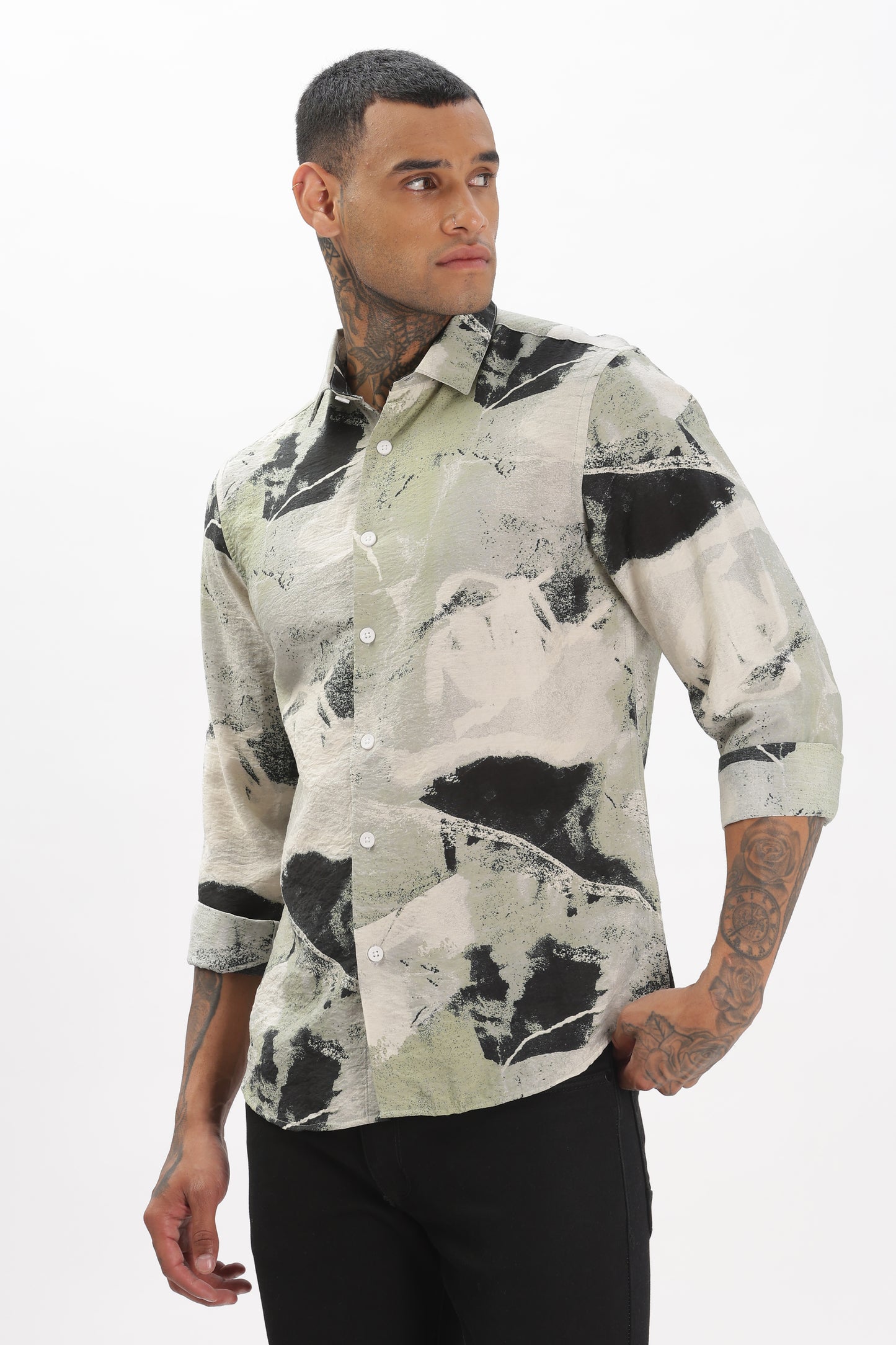 Acrylic Green and White Blend Shirt