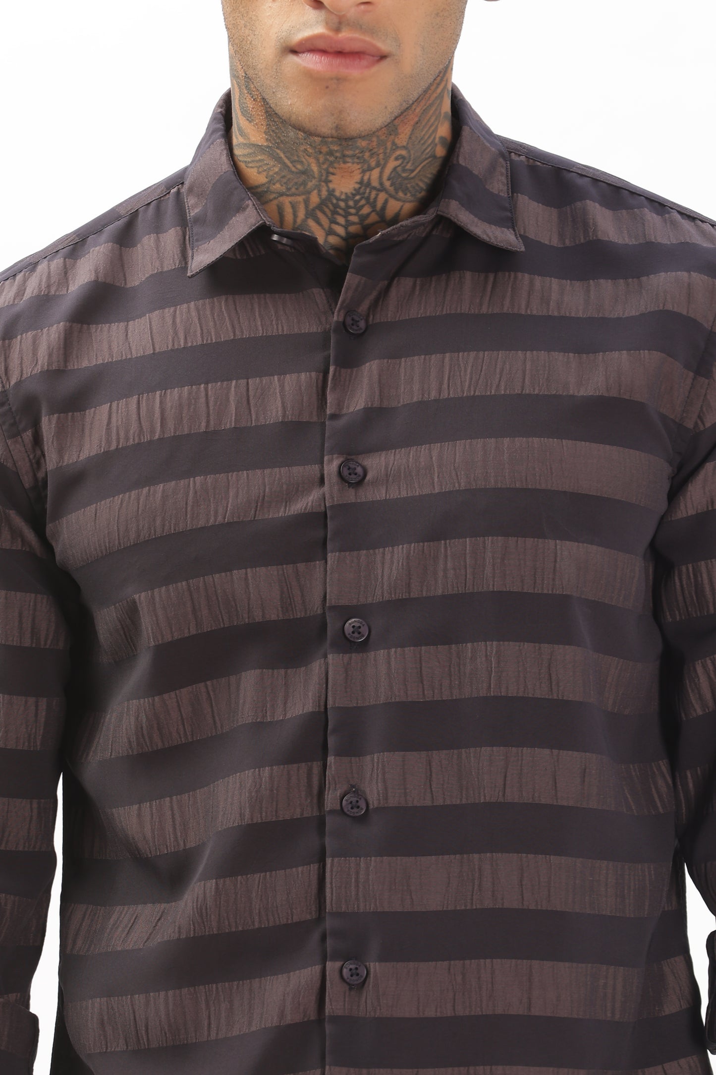 Shiny Brownish-Black Stripe Shirt