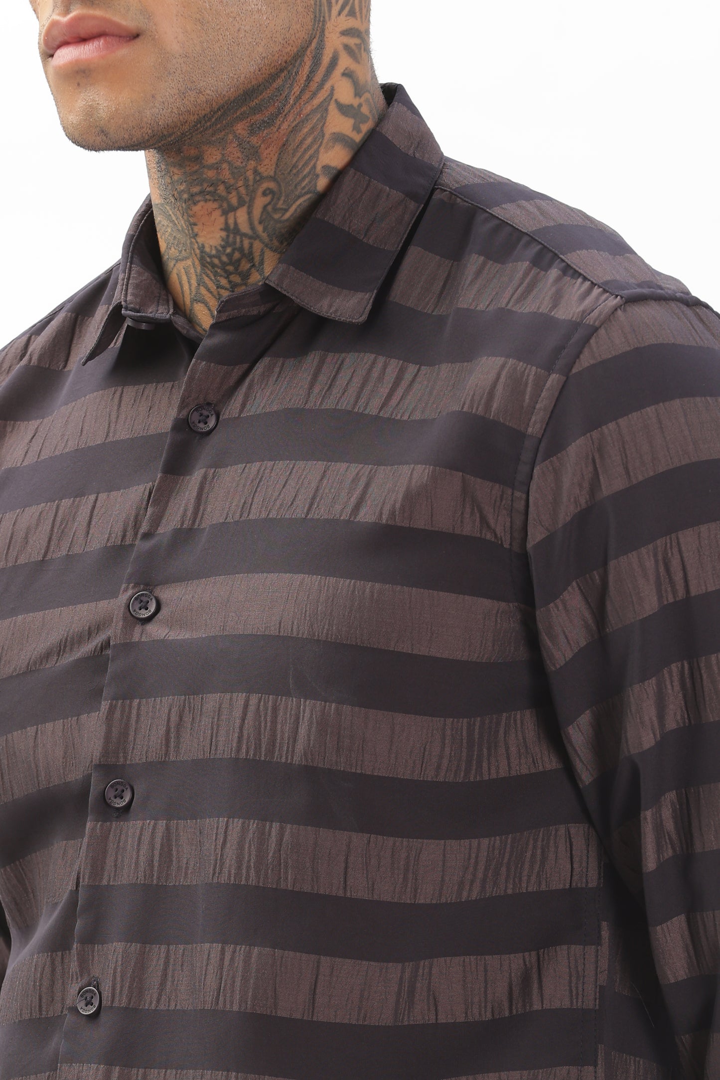 Shiny Brownish-Black Stripe Shirt