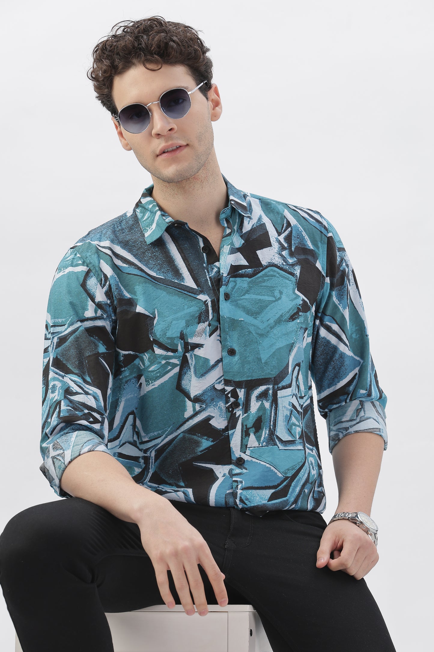 Electric Blue Graphic Shirt