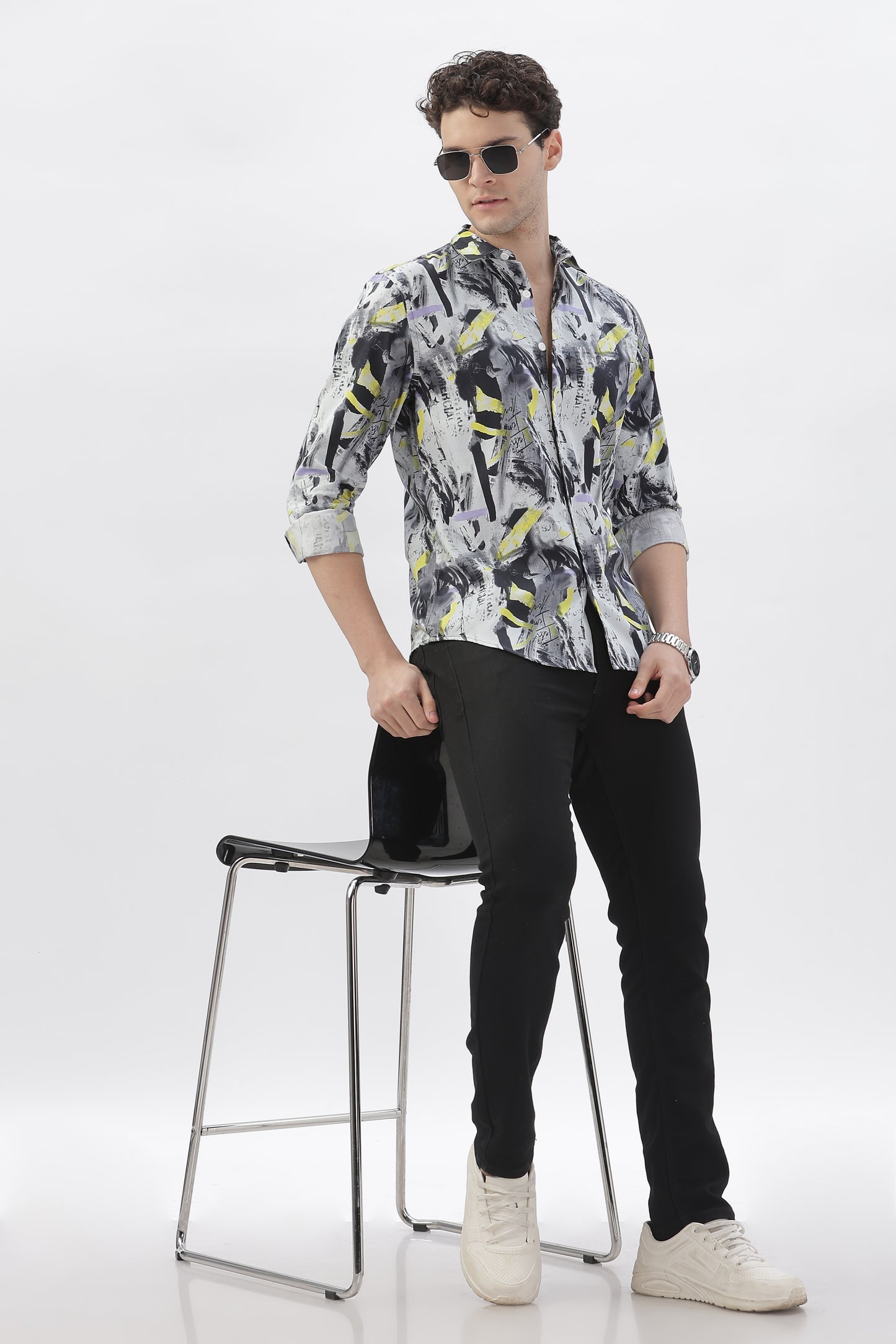 Abstract Acrylic Print Shirt