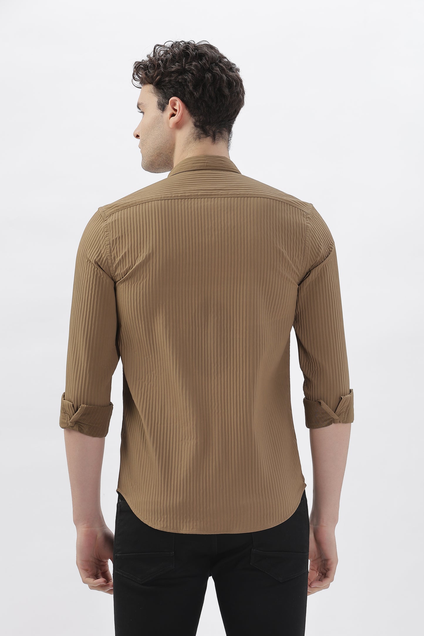 Brown Pop-Out Striped Premium Shirt