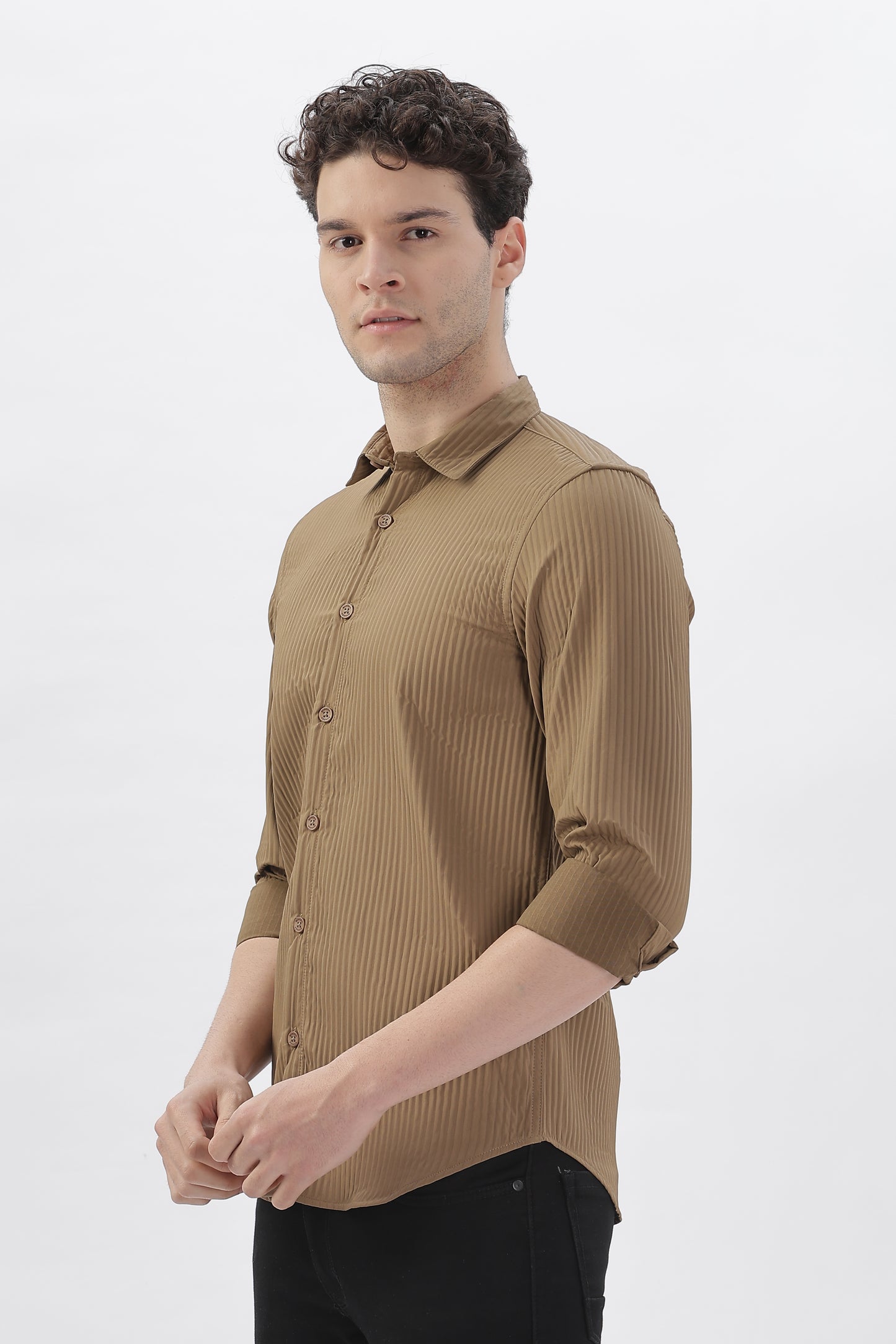 Brown Pop-Out Striped Premium Shirt