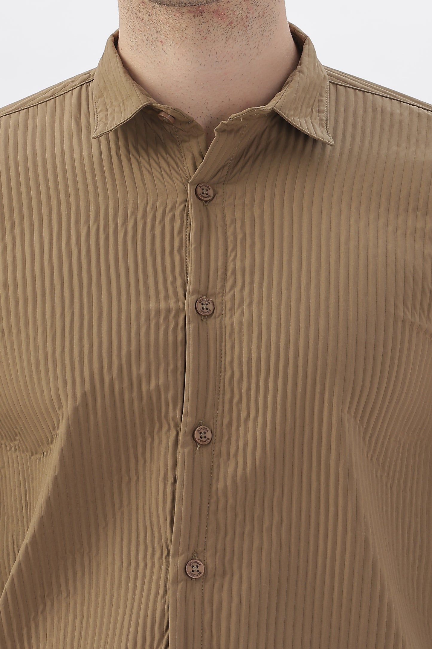 Brown Pop-Out Striped Premium Shirt