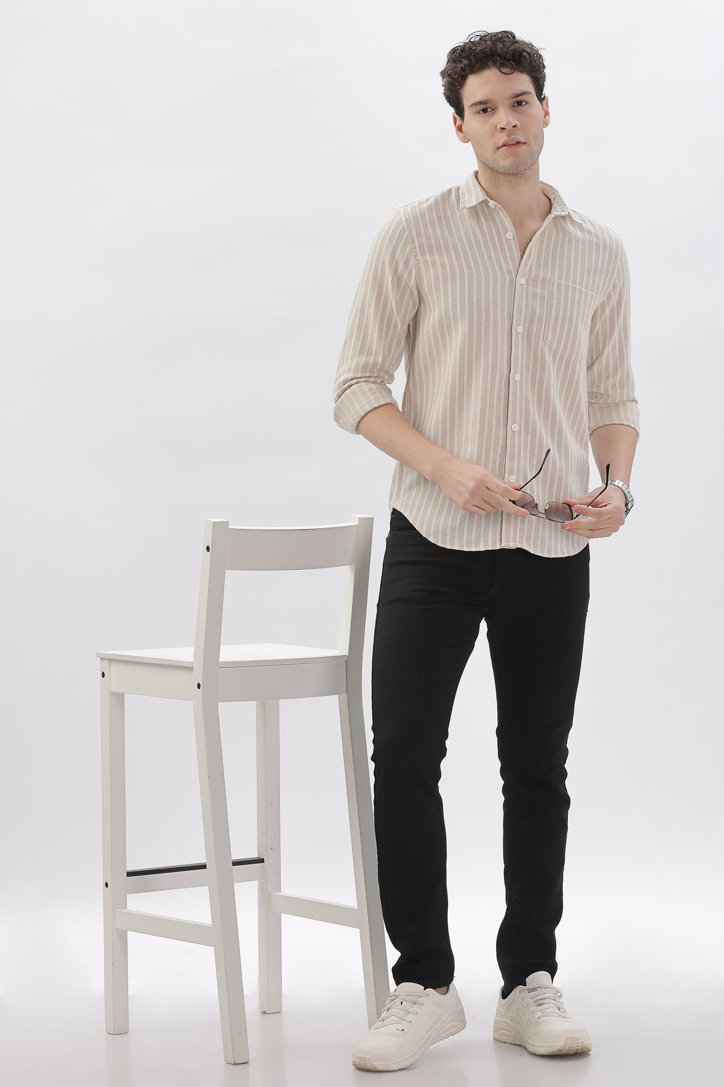 Shirt with Light Brown Checks