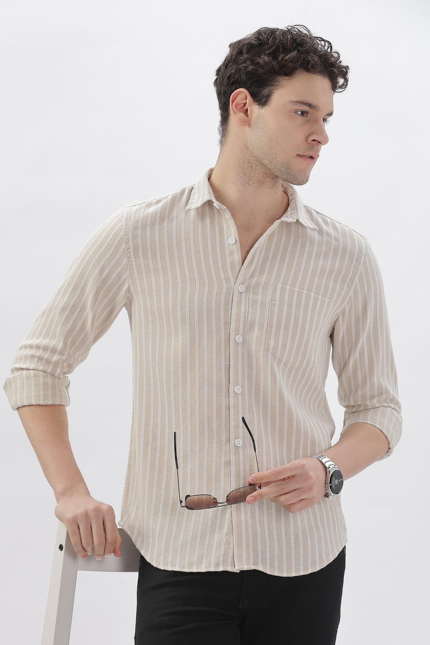 Shirt with Light Brown Checks