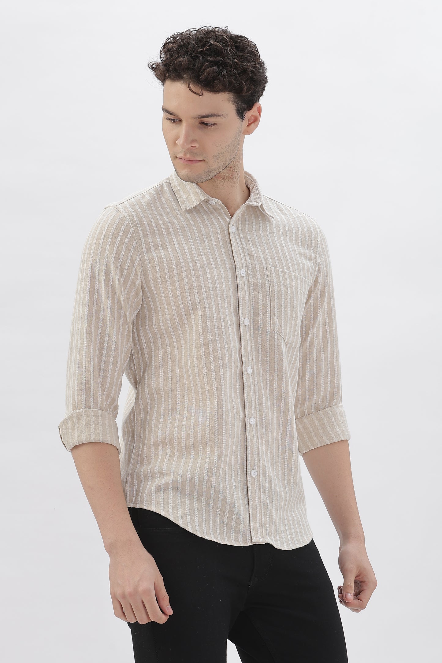 Shirt with Light Brown Checks