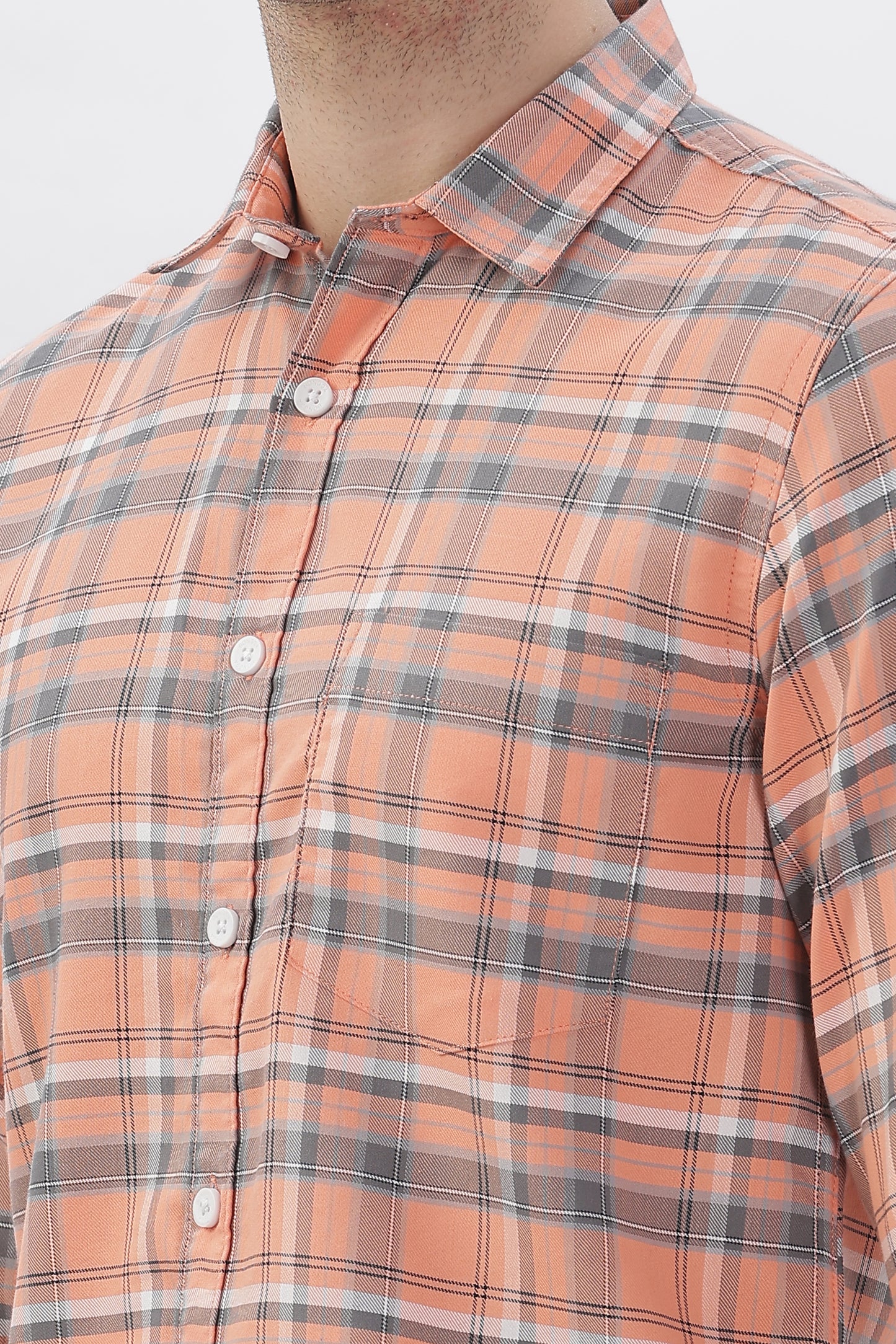 Orange Checked Stripes Shirt