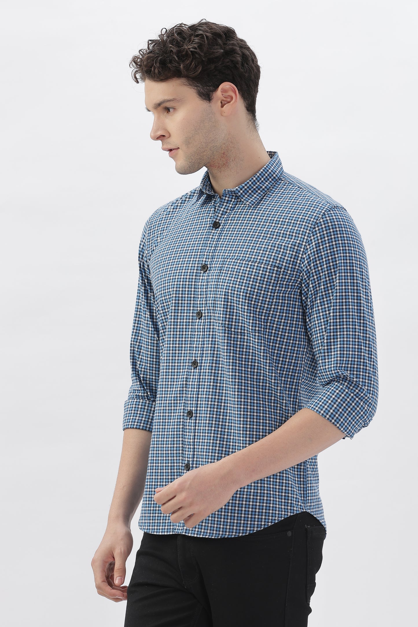 Lavender Stripes blue checked Shirt