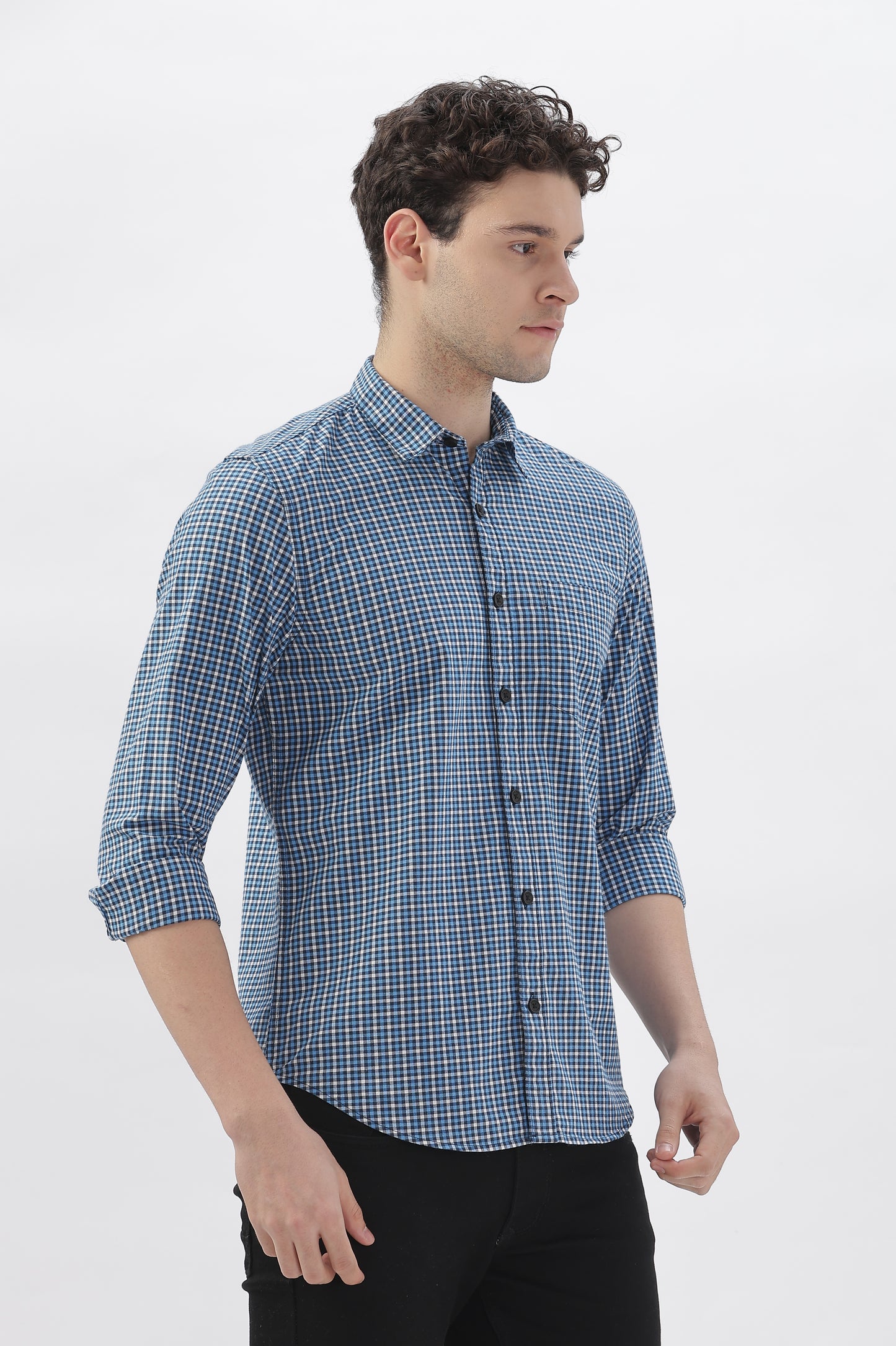 Lavender Stripes blue checked Shirt