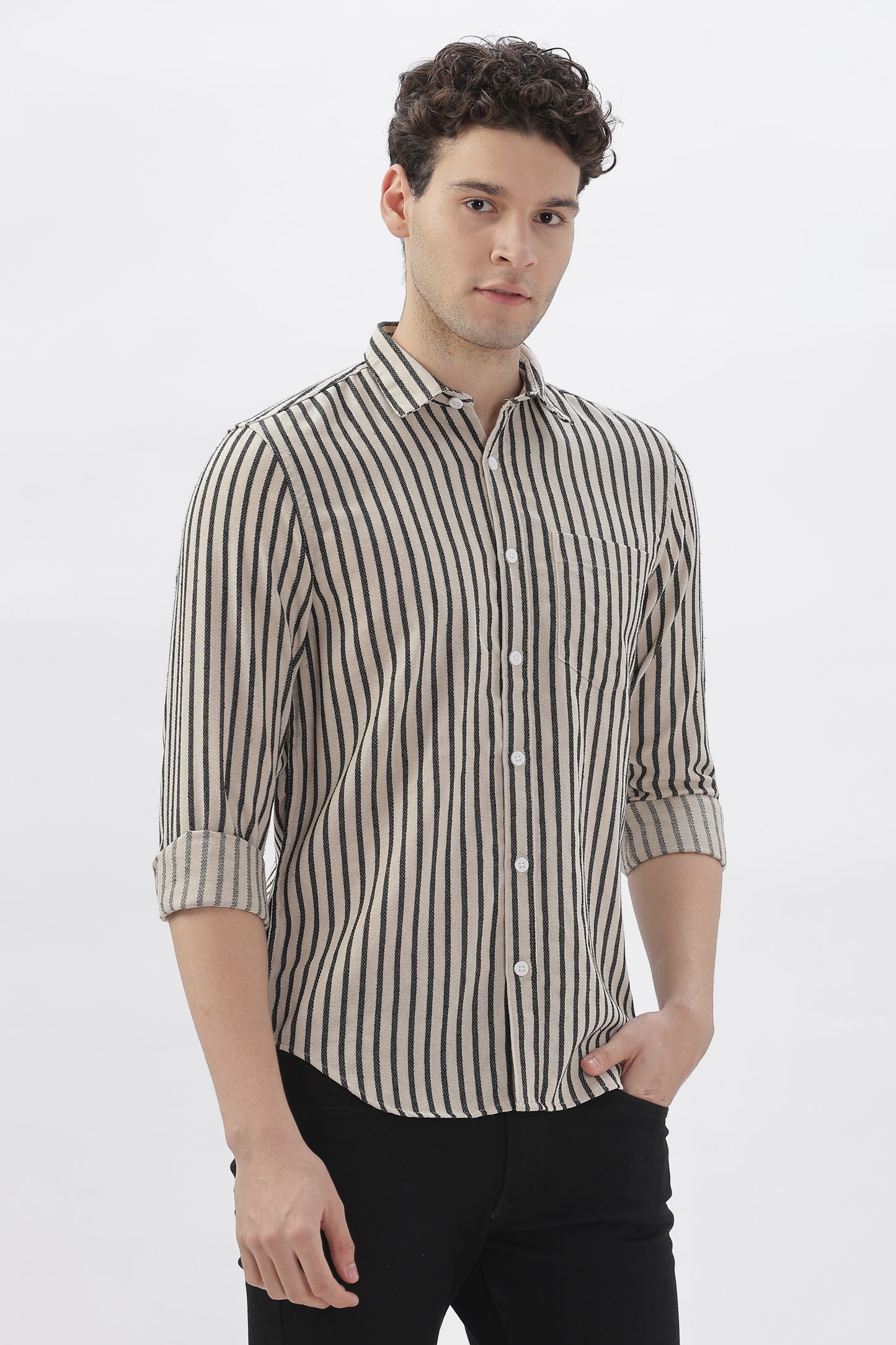 Cream-Toned Back Stripe Shirt