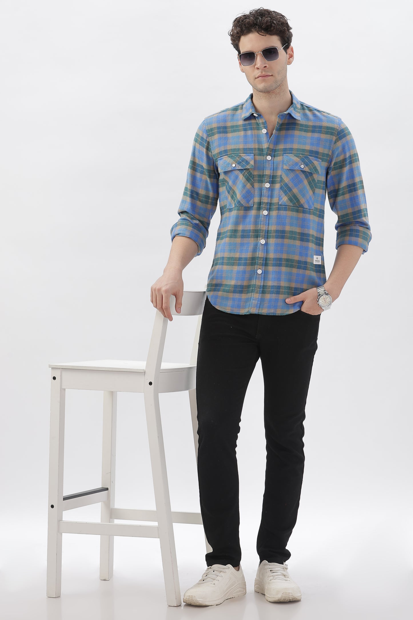 Rugged Blue Flannel Checked Shirt