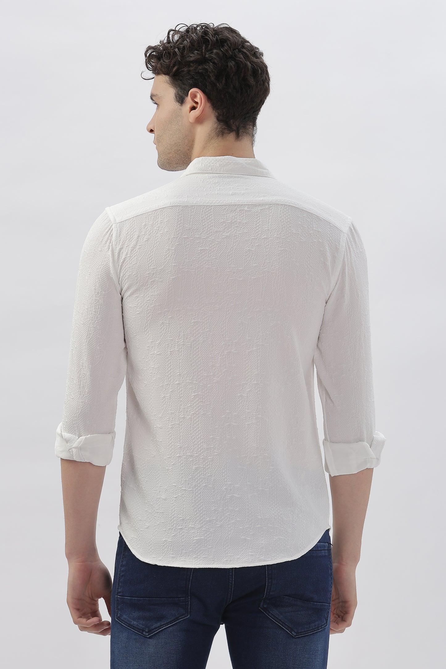 White Blossom Embroidery Shirt