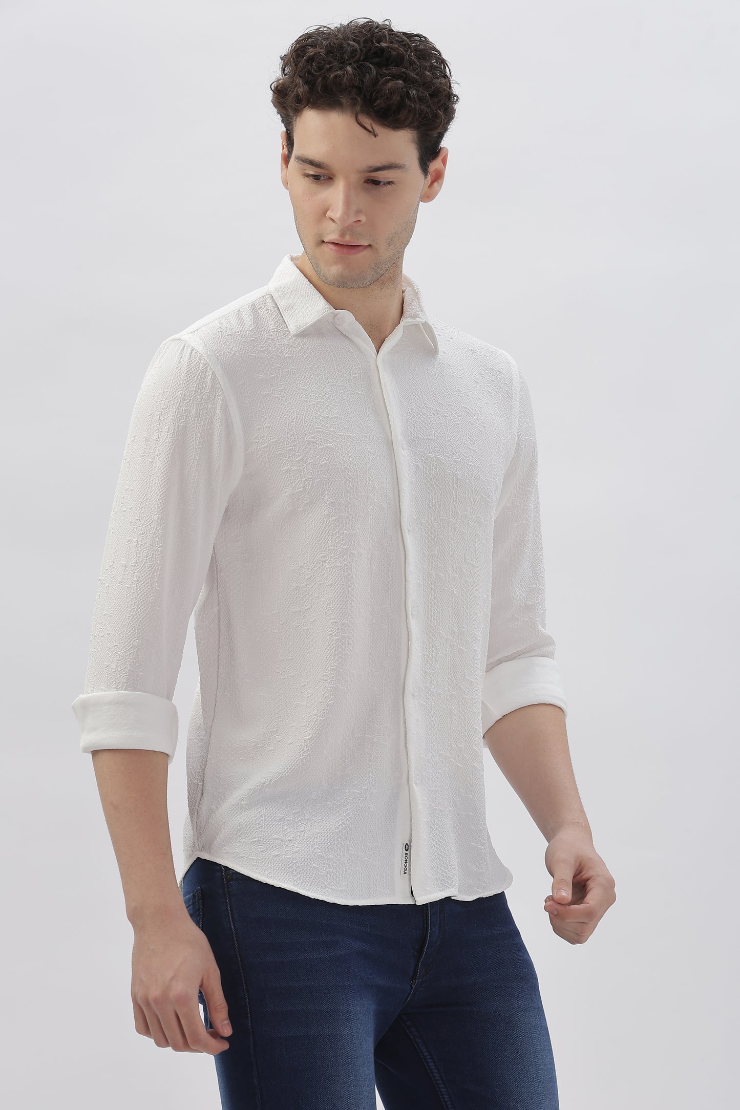 White Blossom Embroidery Shirt