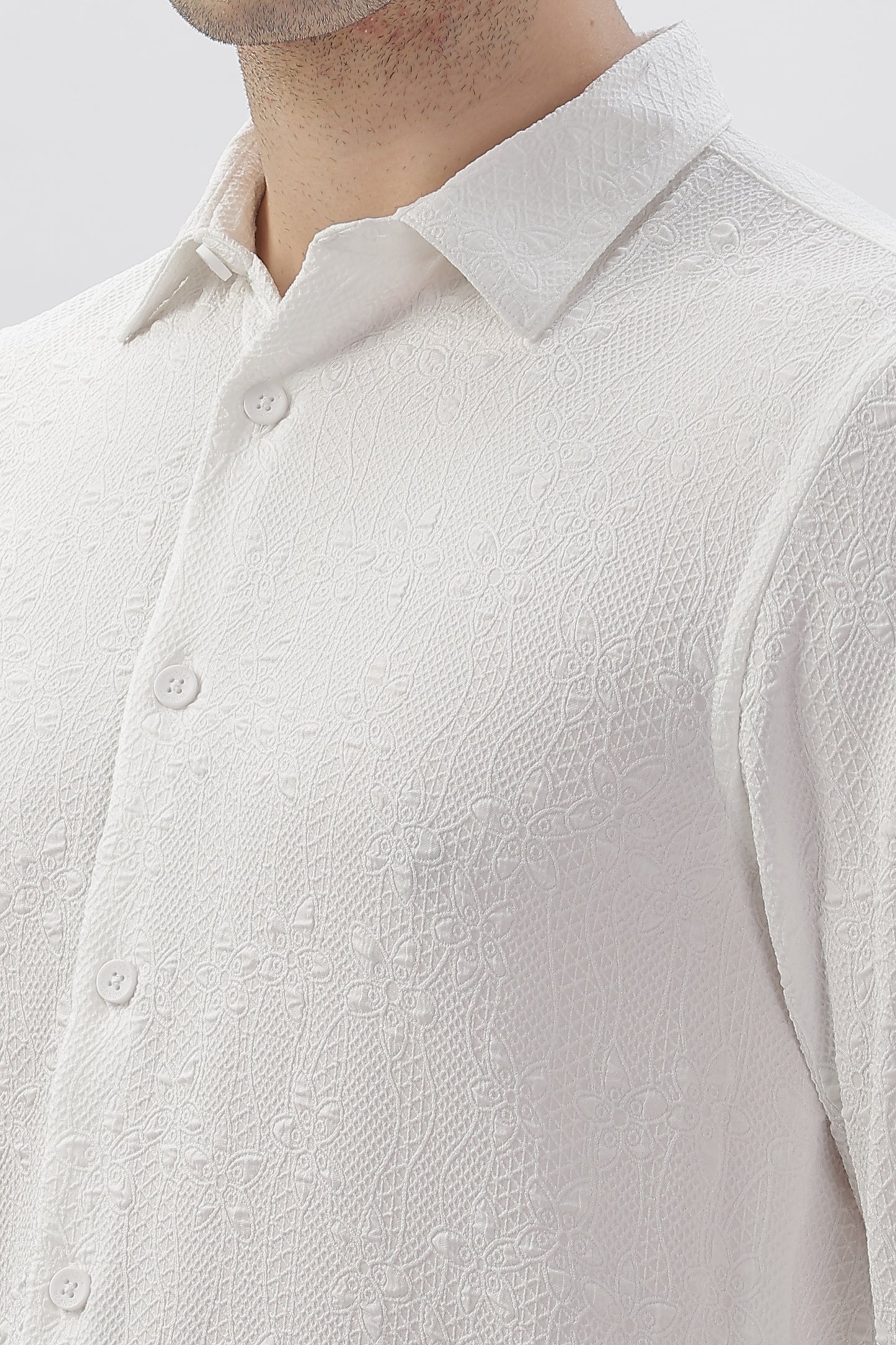 White Blossom Embroidery Shirt