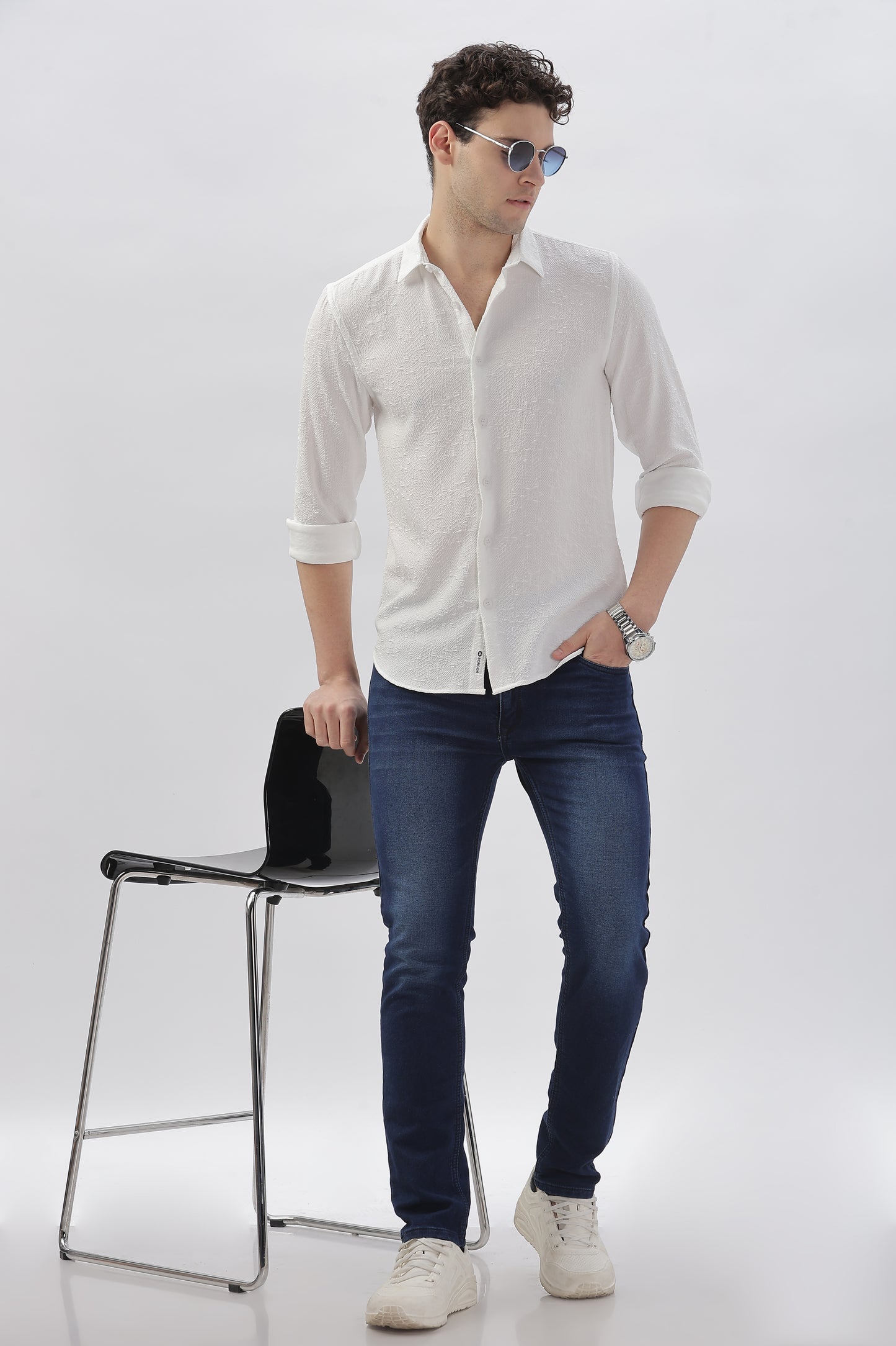 White Blossom Embroidery Shirt