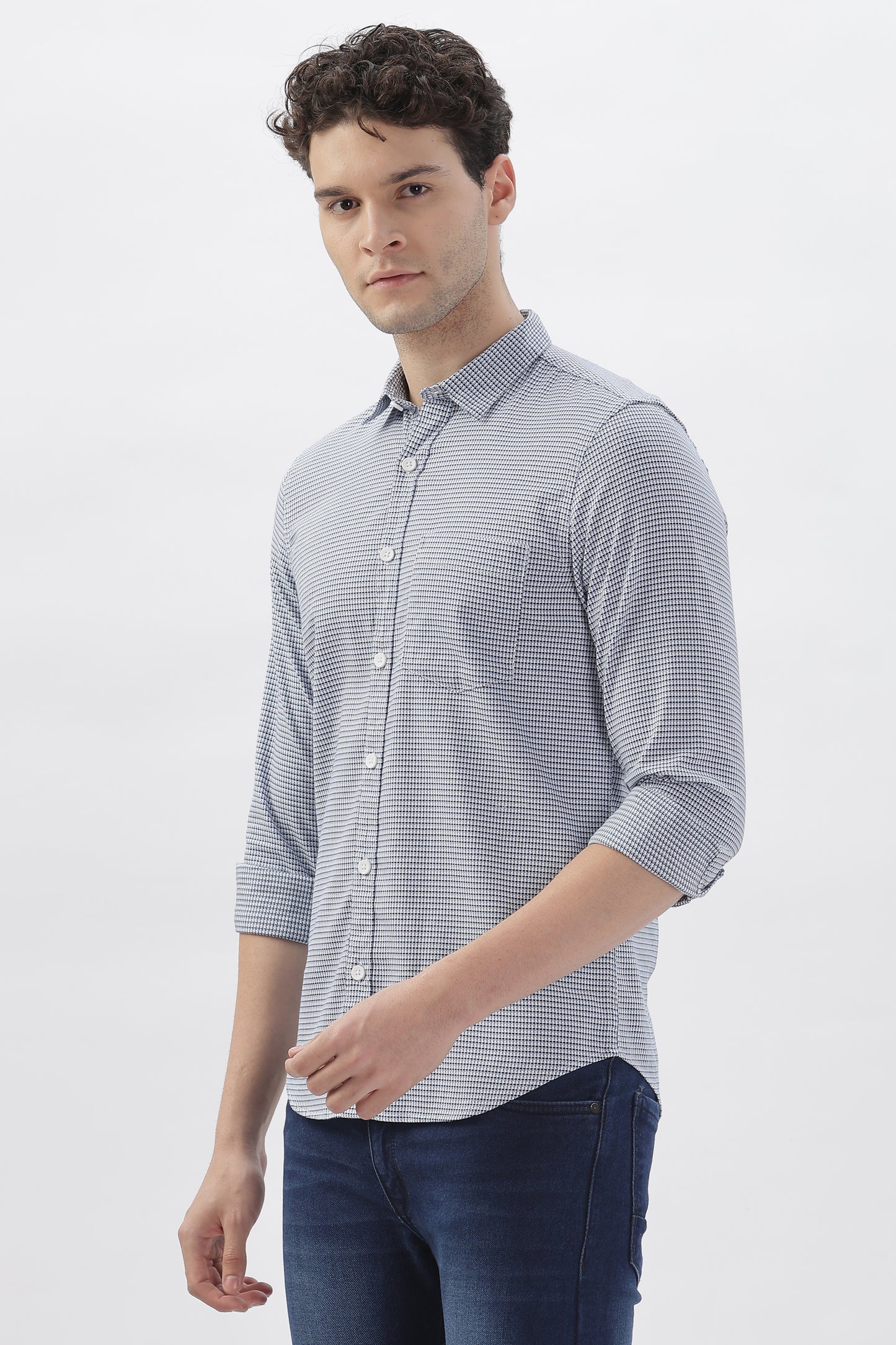 Small Box Plaid Shirt in Deep Blue