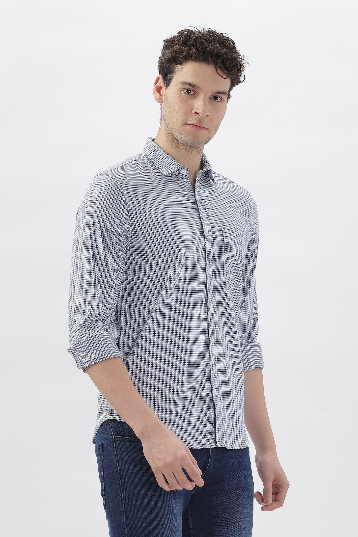Small Box Plaid Shirt in Deep Blue
