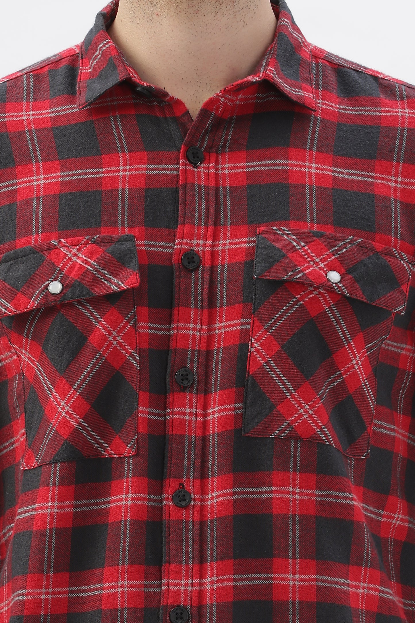 Double Pocket Red Checkered Shirt