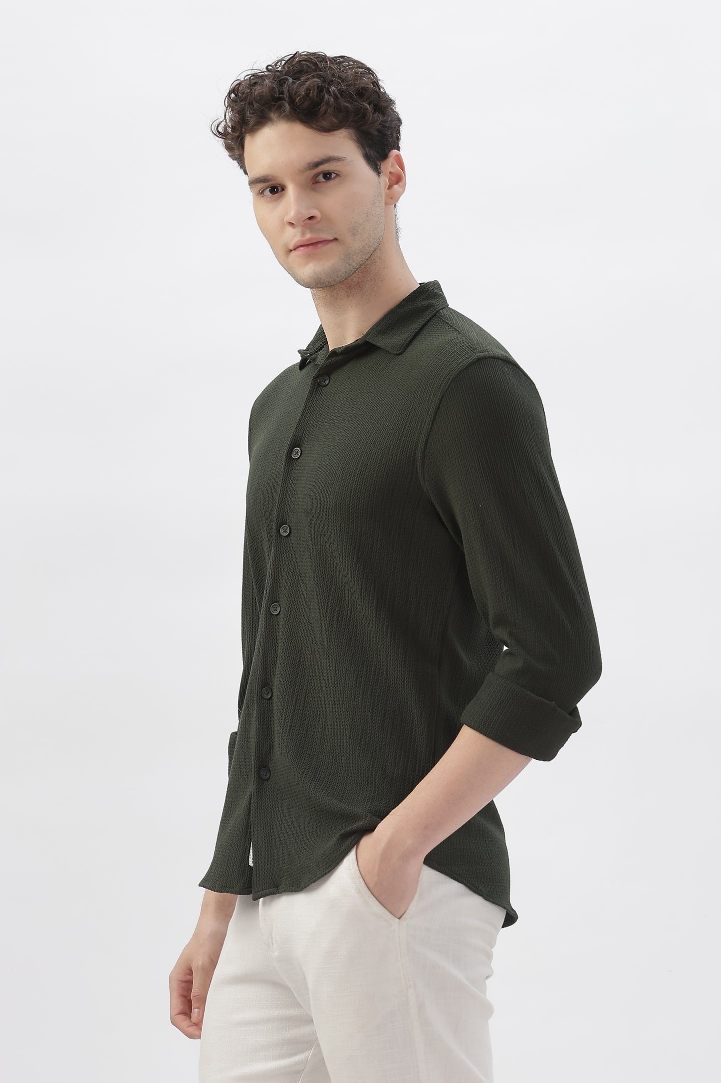 Olive Green Stretch Shirt