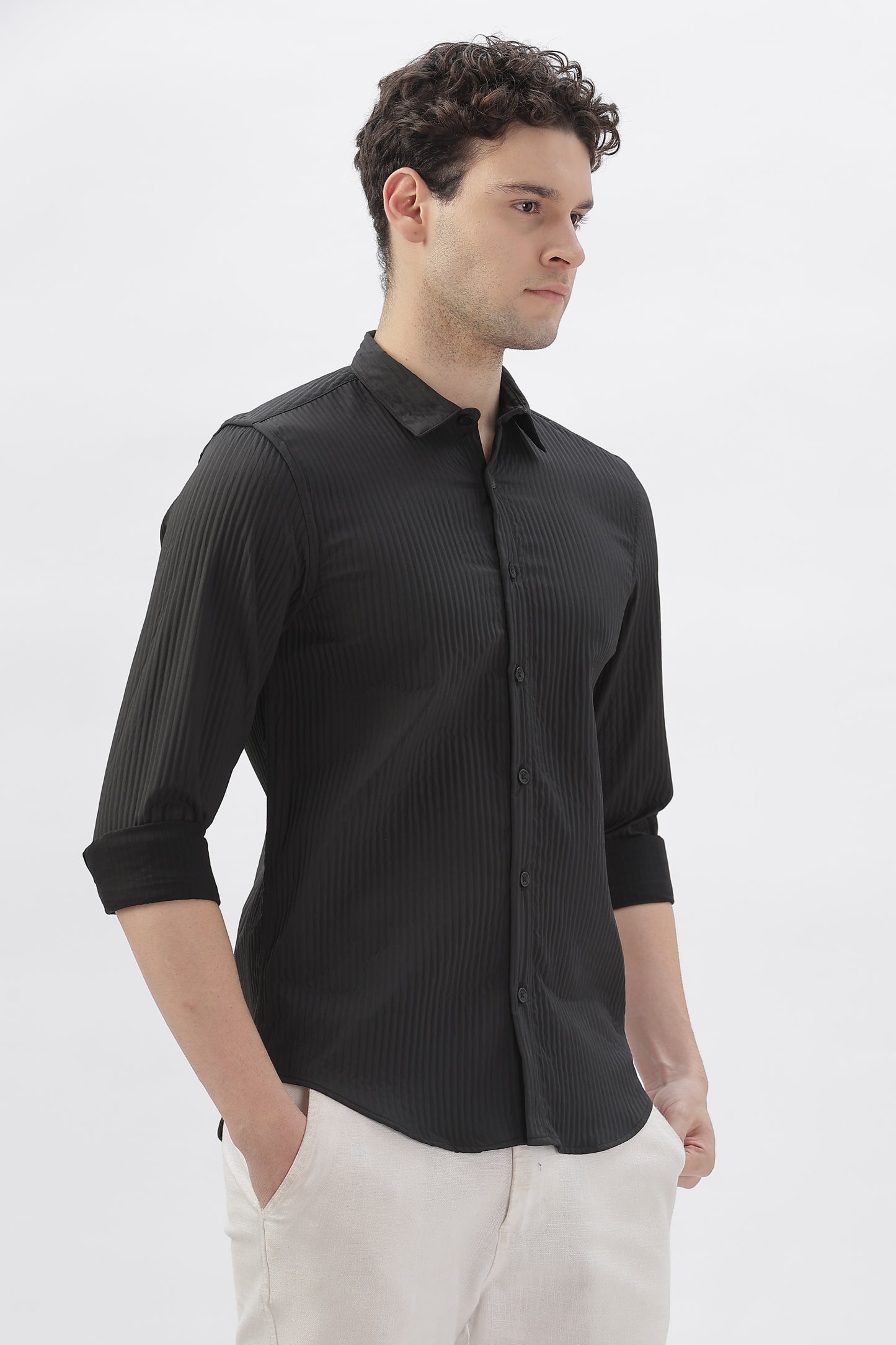 Black Shirt with Popped Lines