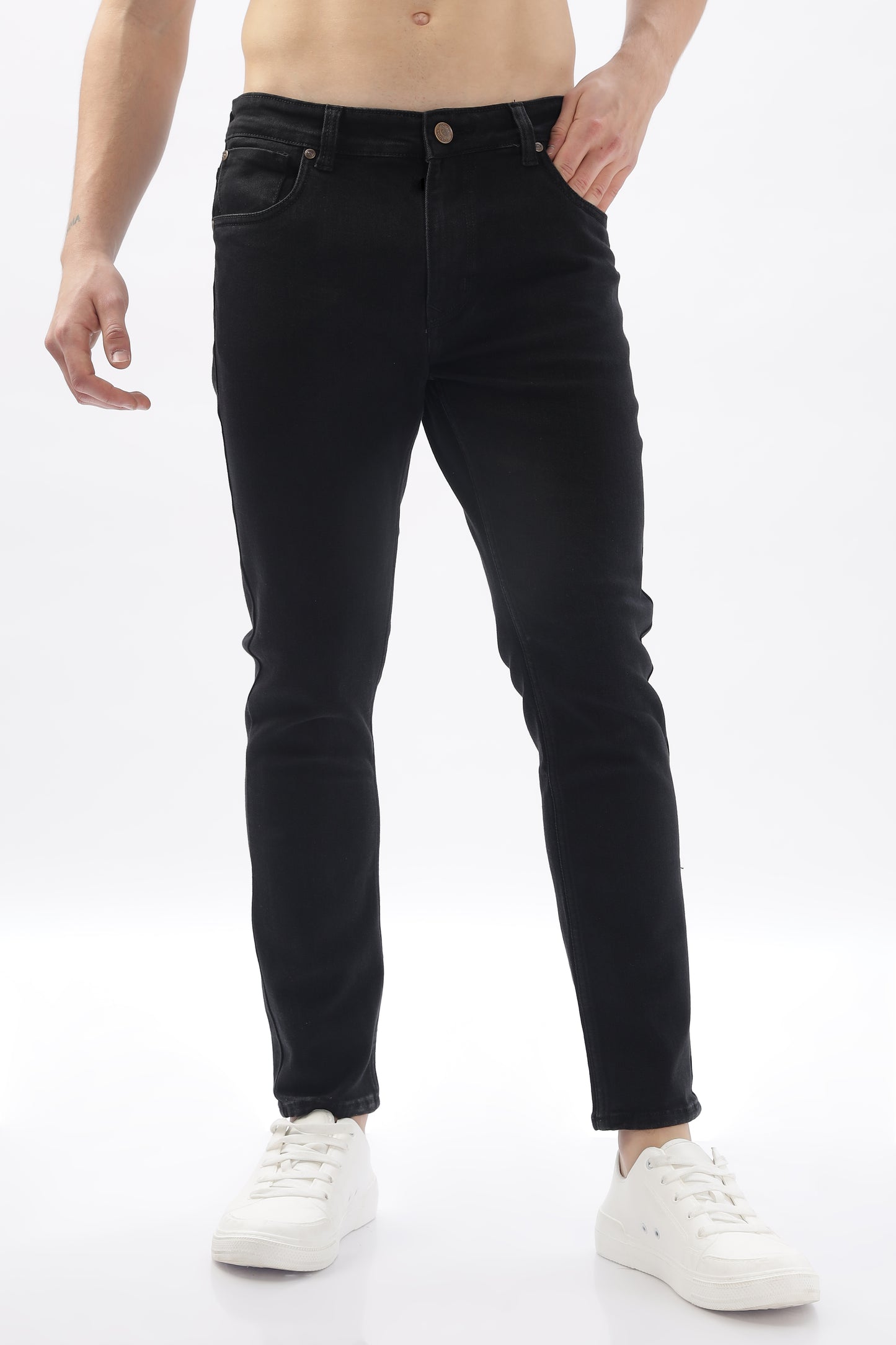 Black Distressed Skinny Fit Jeans