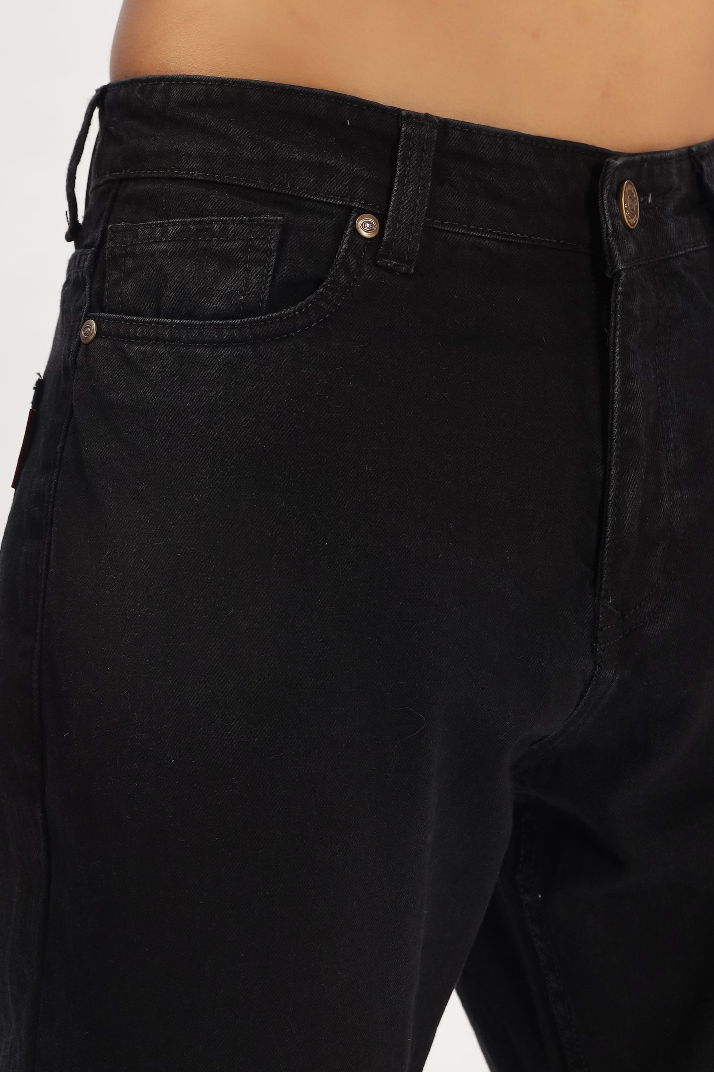 Charcoal Grey & Black Plain Baggy Fit Jeans
