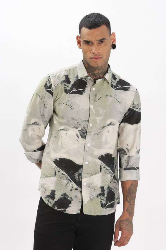 Acrylic Green and White Blend Shirt