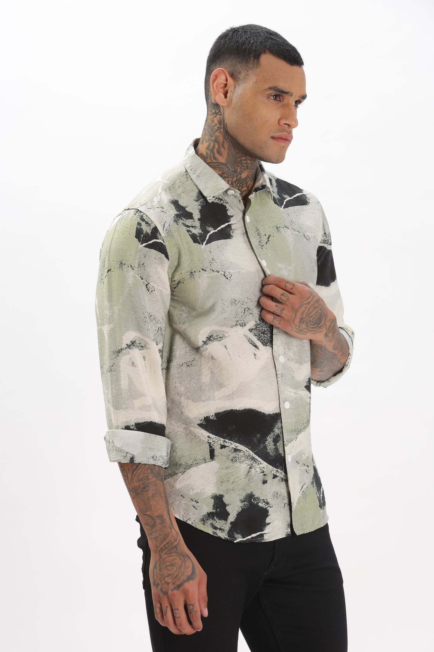 Acrylic Green and White Blend Shirt