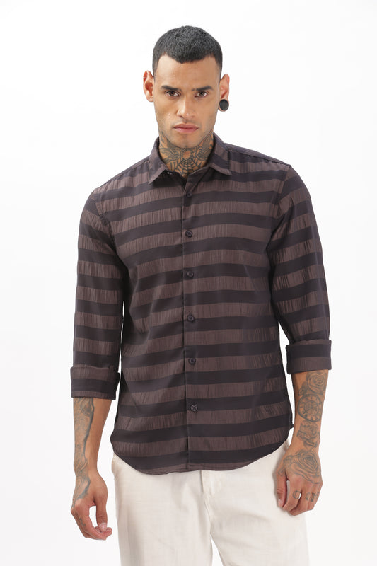 Shiny Brownish-Black Stripe Shirt
