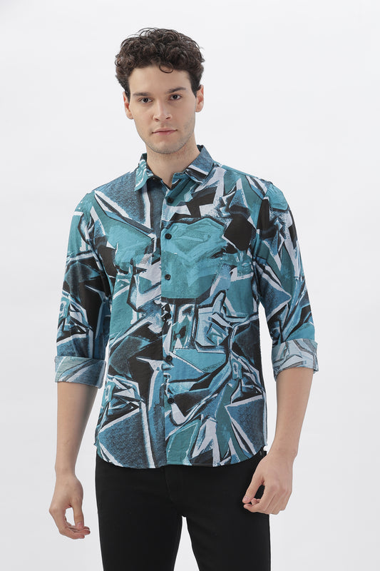 Electric Blue Graphic Shirt