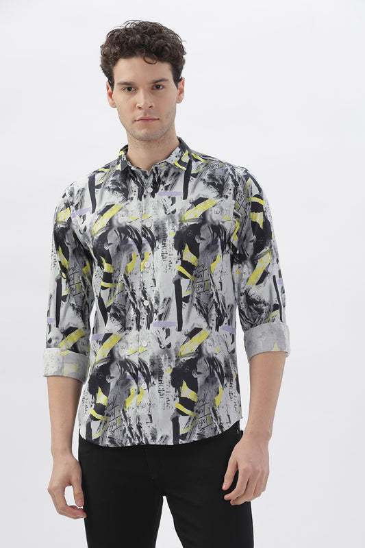 Abstract Acrylic Print Shirt