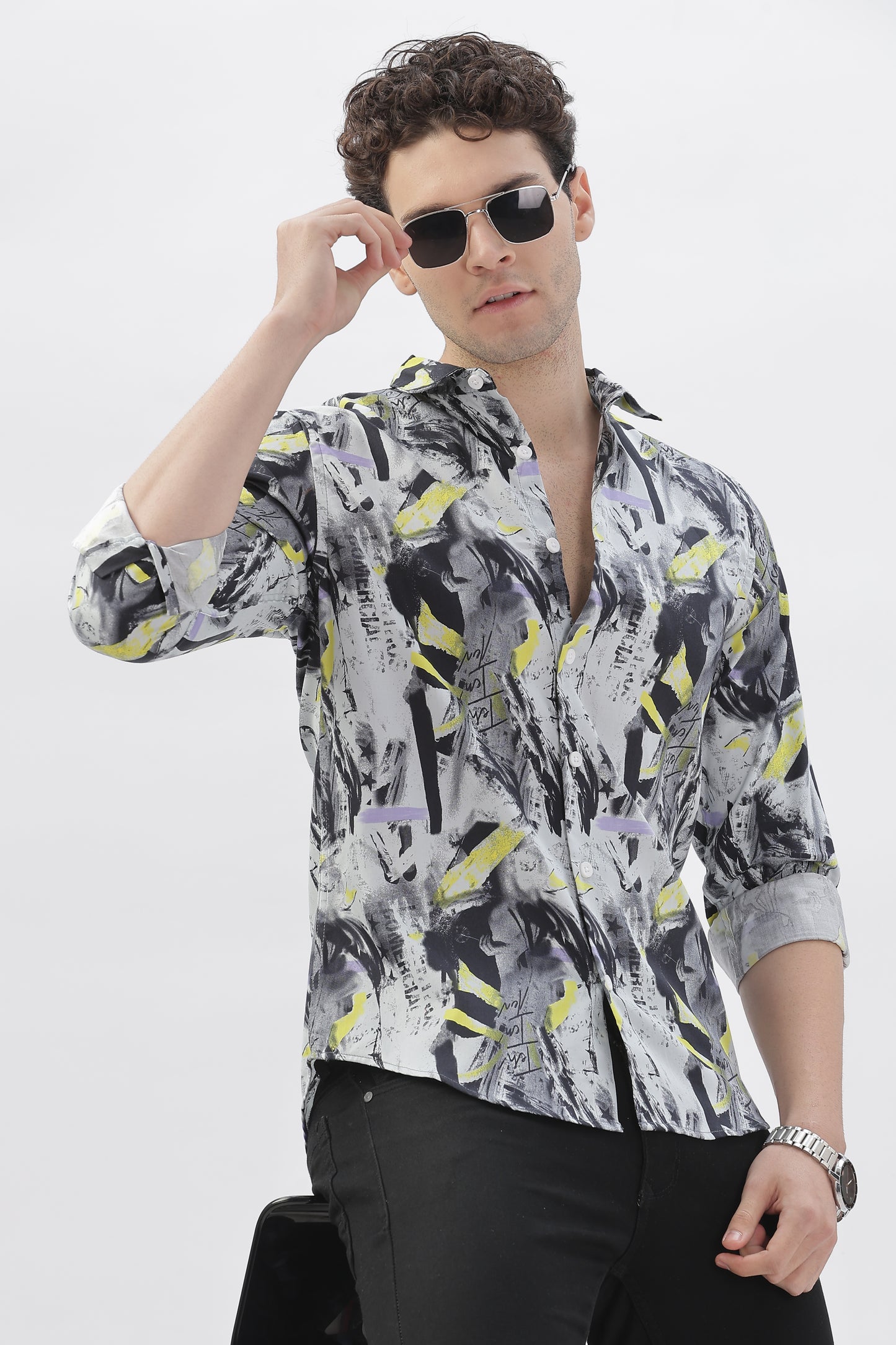Abstract Acrylic Print Shirt