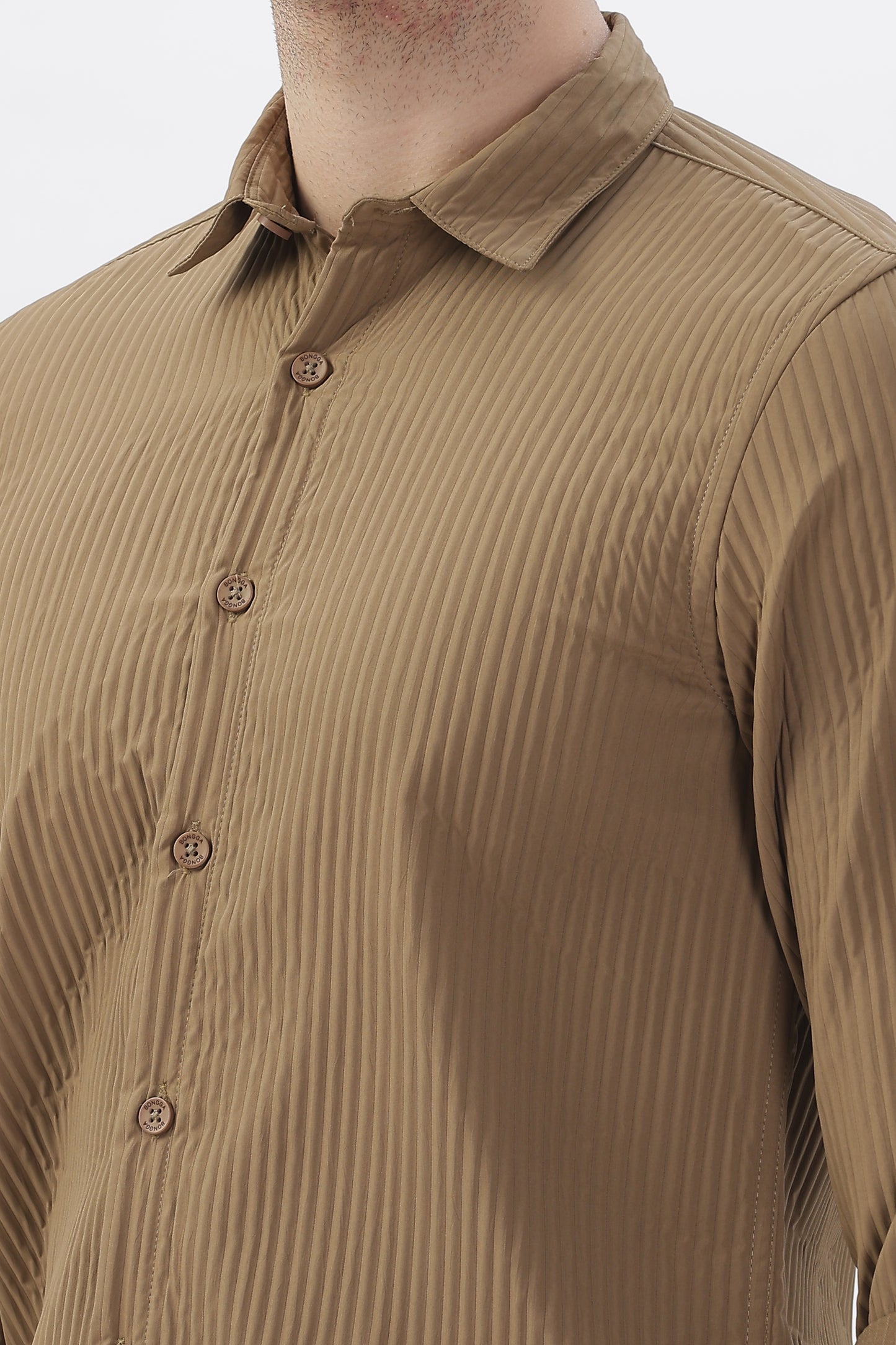 Brown Pop-Out Striped Premium Shirt