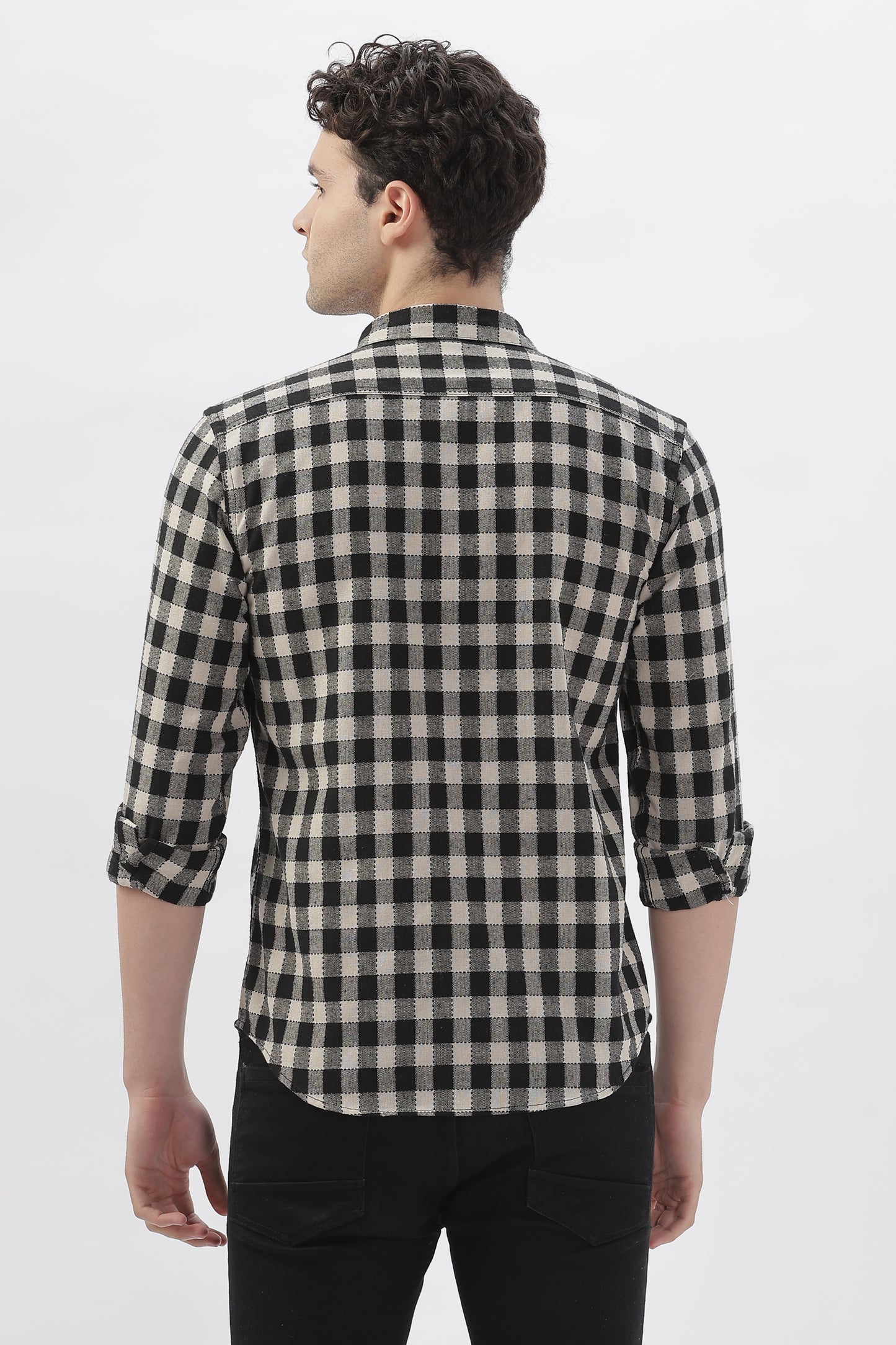 Black & White Checked Stripes Shirt