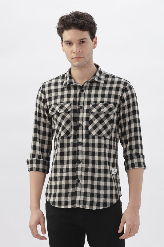Black & White Checked Stripes Shirt