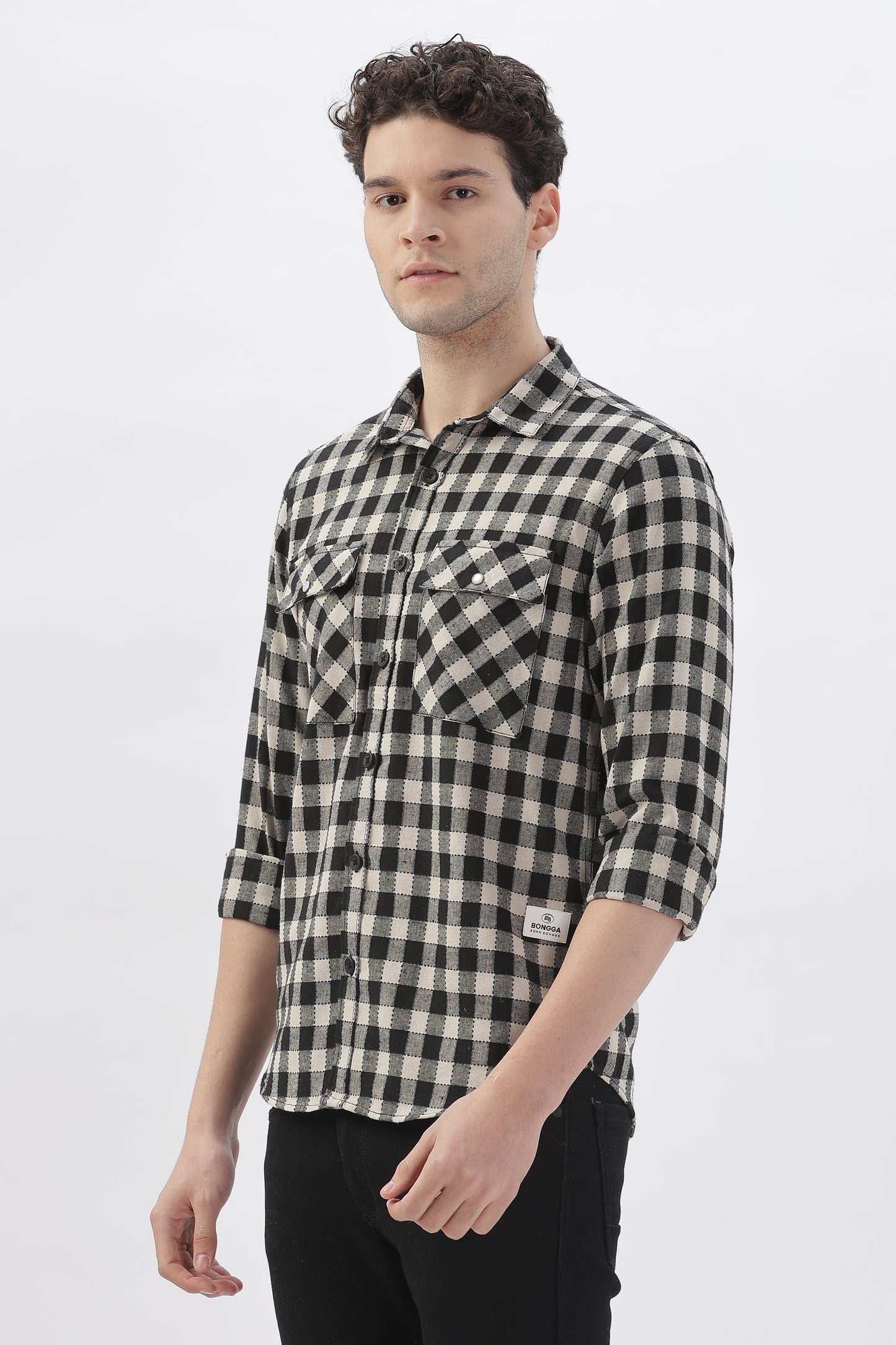 Black & White Checked Stripes Shirt
