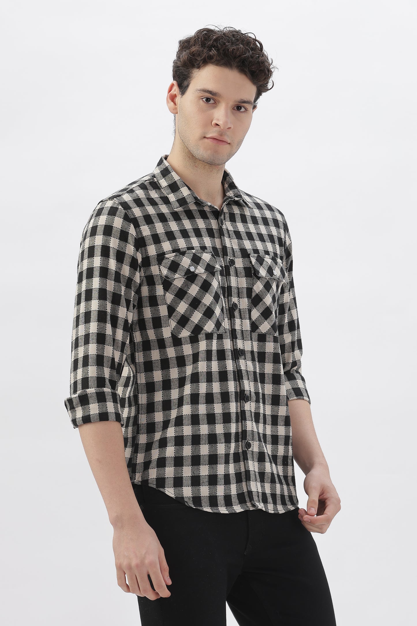 Black & White Checked Stripes Shirt
