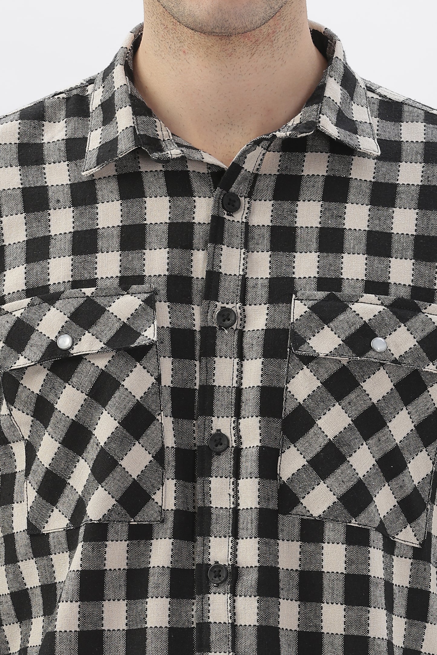 Black & White Checked Stripes Shirt