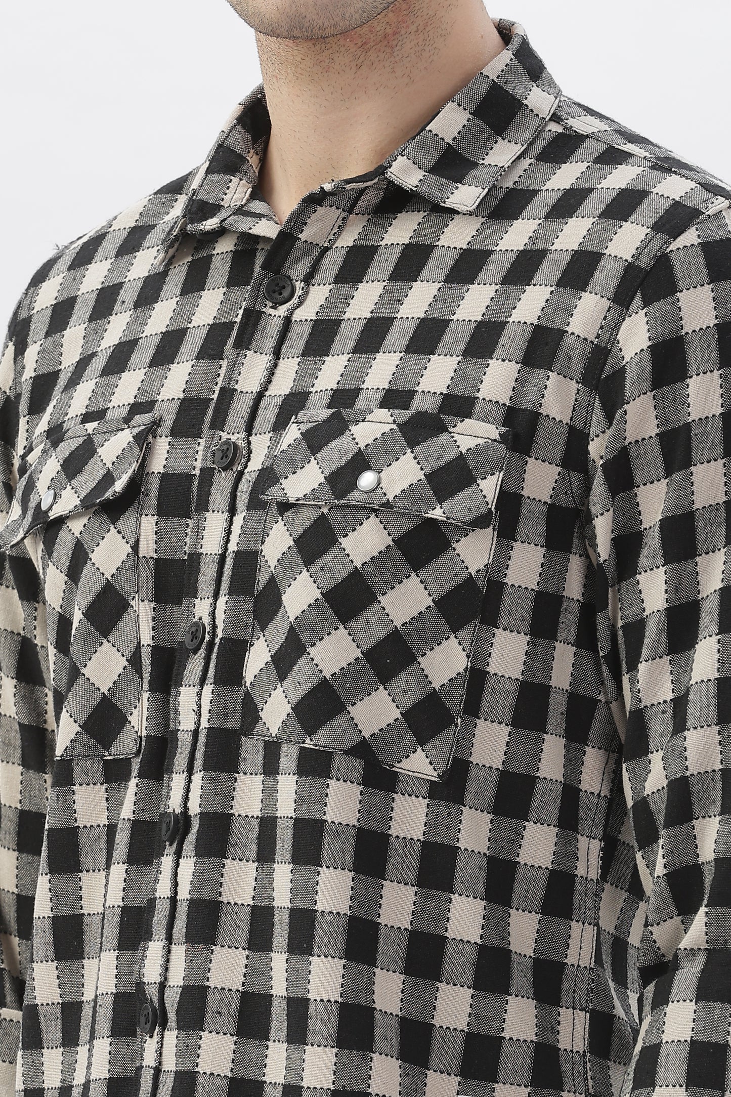 Black & White Checked Stripes Shirt