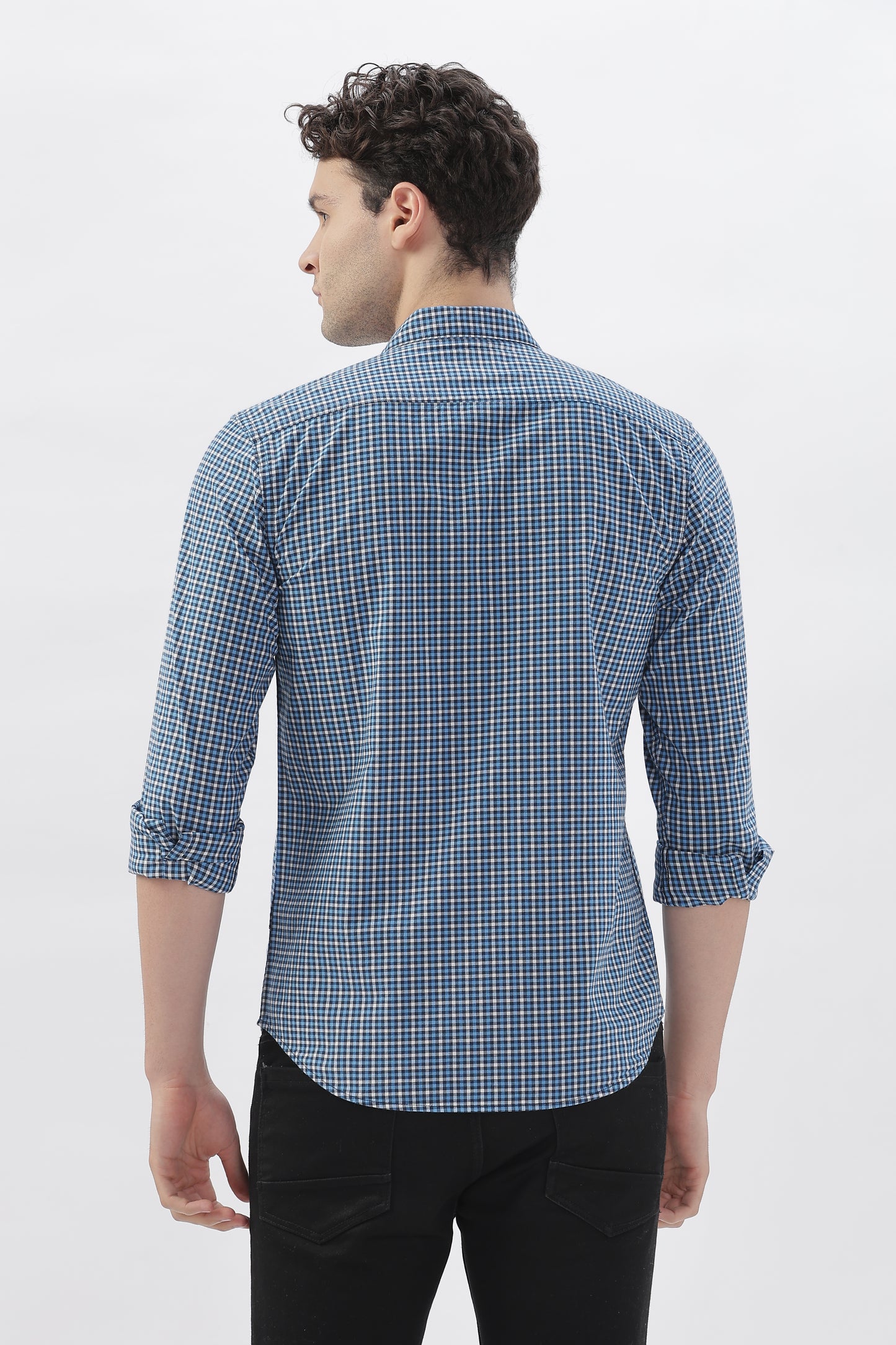 Lavender Stripes blue checked Shirt