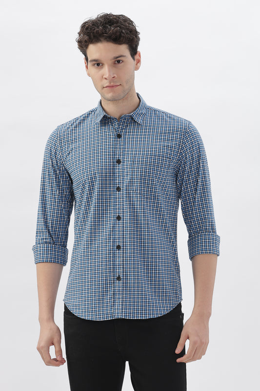 Lavender Stripes blue checked Shirt