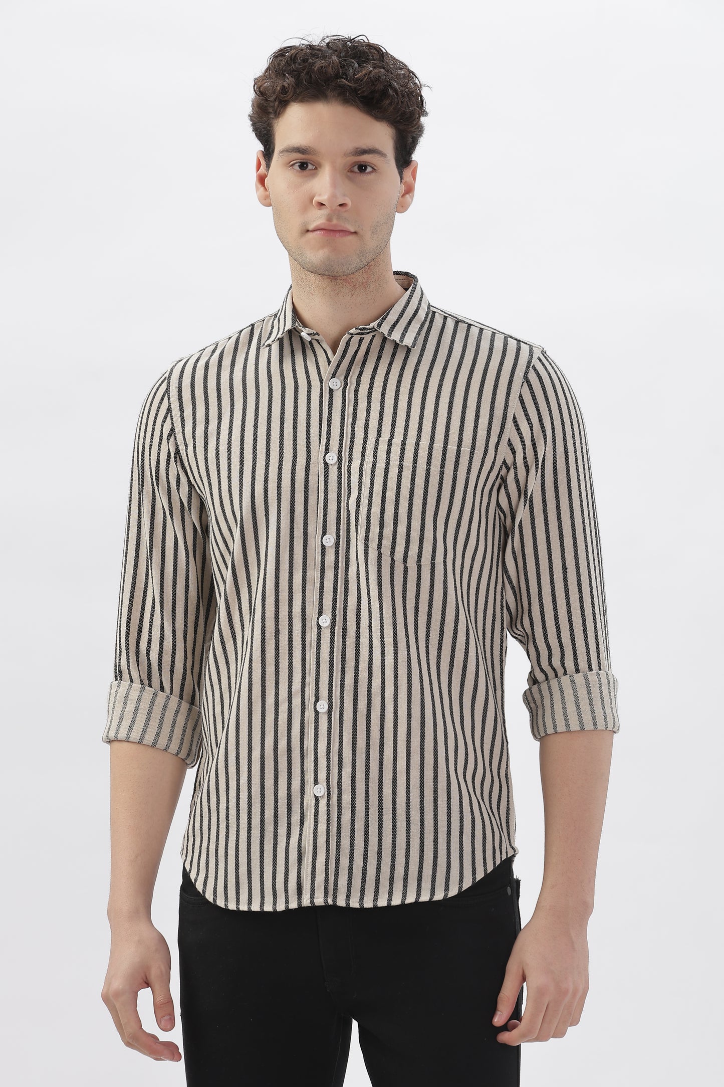Cream-Toned Back Stripe Shirt