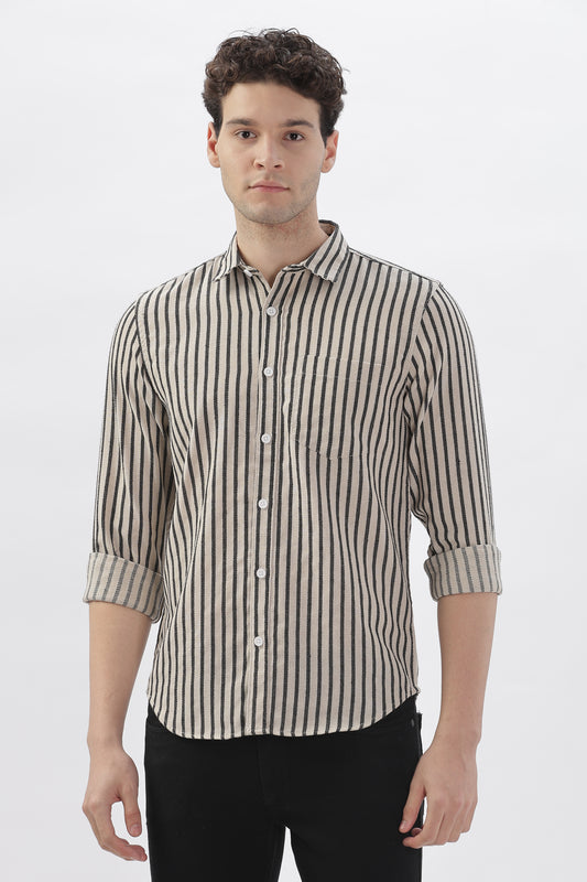 Cream-Toned Back Stripe Shirt