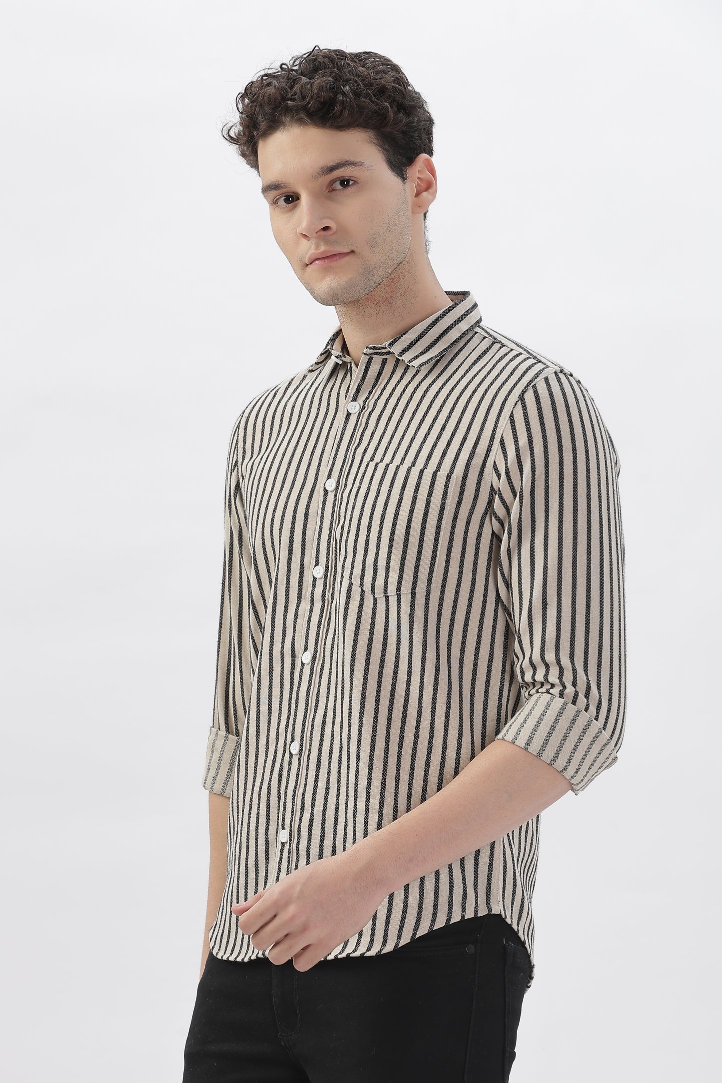 Cream-Toned Back Stripe Shirt
