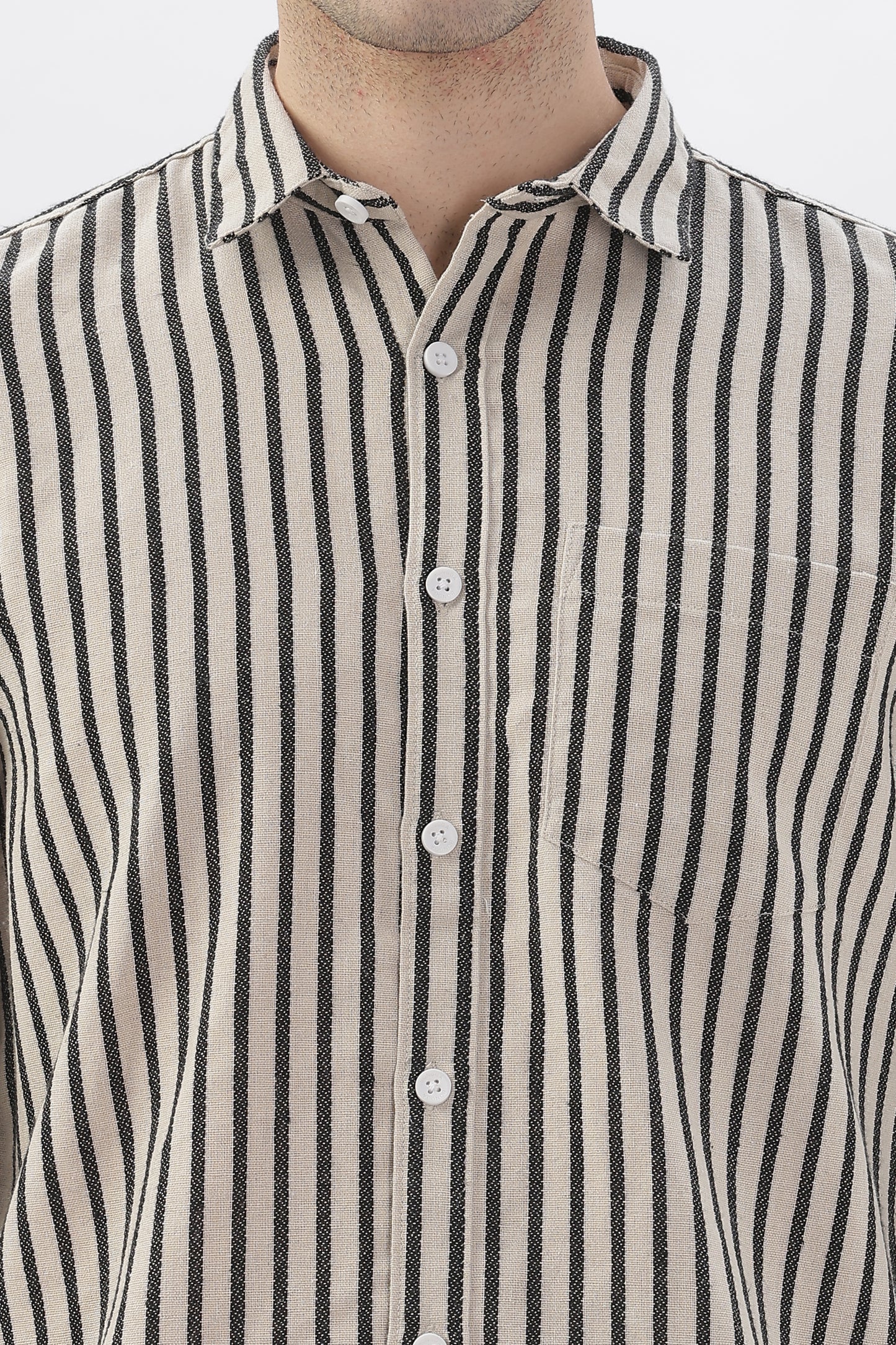 Cream-Toned Back Stripe Shirt