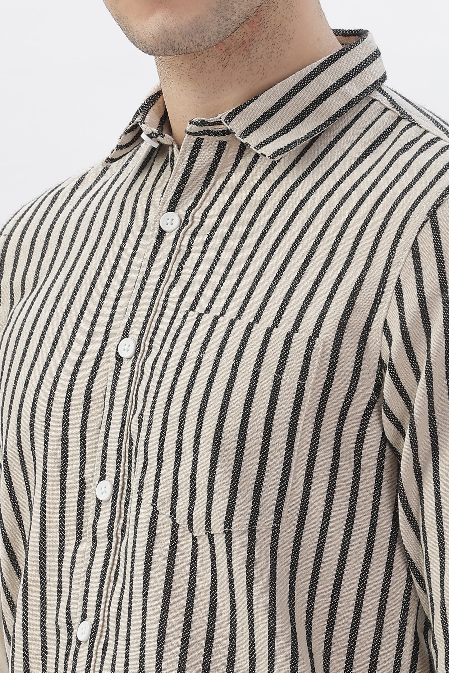 Cream-Toned Back Stripe Shirt